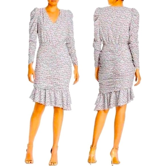 NWT Designer NOTES DU NORD Naya Ruched Midi Dress Flower Symphony 10 MSRP $280 - Picture 1 of 7